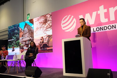 Minister of Tourism of the Republic of Indonesia, Widiyanti Putri Wardhana, delivering her remarks at the Indonesia Pavilion, WTM London 2025.