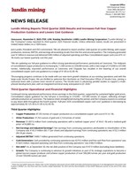 Lundin Mining Reports Third Quarter 2025 Results and Increases Full-Year Copper Production Guidance and Lowers Cost Guidance (CNW Group/Lundin Mining Corporation)