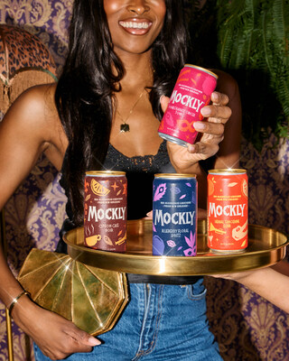 Mockly's bold flavors with a fresh new design: Pomegranate Ginger Tonic, Citron Café Noir, Blueberry Floral Spritz, and Herbal Tangerine Elixir