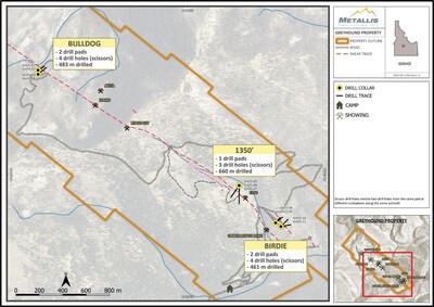 Plan Map 1 - Showing Location of 2025 Drill Holes. (CNW Group/Metallis Resources Inc.)