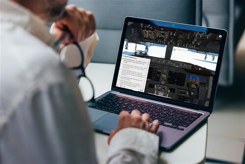 Shown here, Boeing announced the launch of its latest cutting-edge product, Virtual Airplane Procedures Trainer (VAPT), a training platform powered by Microsoft that is designed to empower pilots and flight training teams with immersive, accessible and customizable tools that elevate pilot learning and readiness.