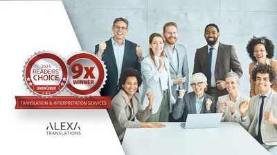 Alexa Translations Wins 9th Consecutive Readers' Choice Award from Canadian Lawyer Magazine (CNW Group/Alexa Translations) Alexa Translations Wins 9th Consecutive Readers' Choice Award from Canadian Lawyer Magazine (CNW Group/Alexa Translations)