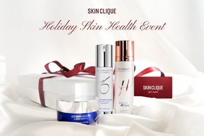 Featured products from Skin Clique’s Holiday Skin Health Event, including giftable skincare essentials from ZO® Skin Health and Hydrinity, plus the Skin Clique Gift Card available nationwide. Featured products from Skin Clique’s Holiday Skin Health Event, including giftable skincare essentials from ZO® Skin Health and Hydrinity, plus the Skin Clique Gift Card available nationwide.