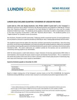 LUNDIN GOLD DECLARES QUARTERLY DIVIDENDS OF $0.80 PER SHARE (CNW Group/Lundin Gold Inc.)