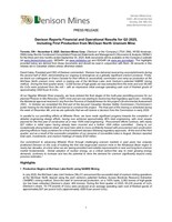 Denison Reports Financial and Operational Results for Q3 2025, Including First Production from McClean North Uranium Mine (CNW Group/Denison Mines Corp.)