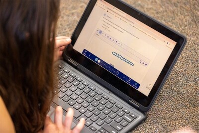 A student works through a problem-based math activity using Imagine IM’s digital platform, demonstrating the program’s usability and integration of digital learning tools.