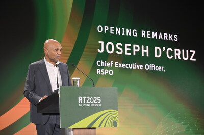 RSPO CEO Joseph D'Cruz giving the opening remarks at RT2025