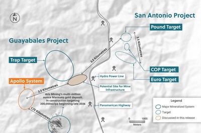 Figure 2: Plan View Guayabales and San Antonio Projects Highlighting the Apollo System Within the Guayabales Project (CNW Group/Collective Mining Ltd.)