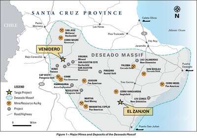 Figure 1 - Major Mines and Deposits of the Deseado Massif (CNW Group/Targa Exploration Corp.)