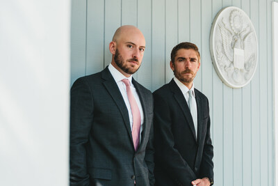 Michelino Sunseri and attorney Alex Rienzie before the Clifford P. Hansen Courthouse, Jackson, WY © Connor Burkesmith