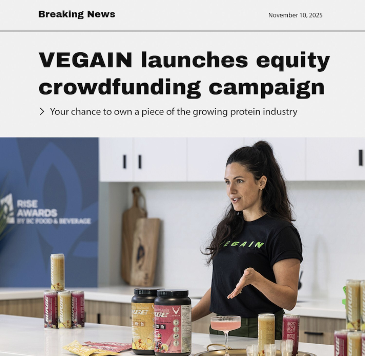 VEGAIN Launches Equity Crowdfunding Campaign to Scale Canada's First Clear, Plant-Based Protein Beverage