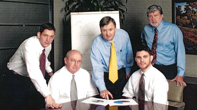 How It Started. Left to right: Heath Hightower, George Strickland, Mike Booker, Bryan Zschiesche, and Arv Vilutis, ca. 2003.