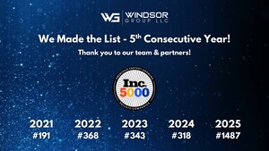 From Paratrooper to Powerhouse: Veteran-Owned Firm, Windsor Group LLC, Marks Fifth Consecutive Year on Inc. 5000 List of America's Fastest Growing Private Companies