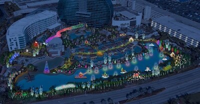 Rendering of what guests can expect during the festivities of ‘Hard Rock the Holidays’, Florida’s Most Spectacular Festival of Lights at Seminole Hard Rock Hotel & Casino Hollywood.