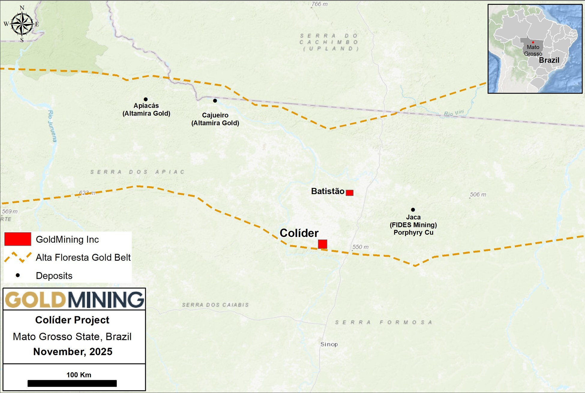 GoldMining Expands Portfolio of Active Exploration Assets in Brazil, New 'Colíder' Exploration Concession Granted in Mato Grosso State