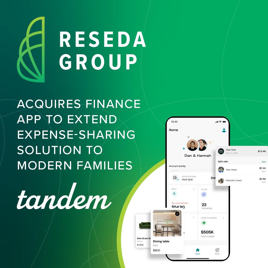 Reseda Group Acquires Tandem Finance App to Extend Expense-sharing Solution to Modern Families