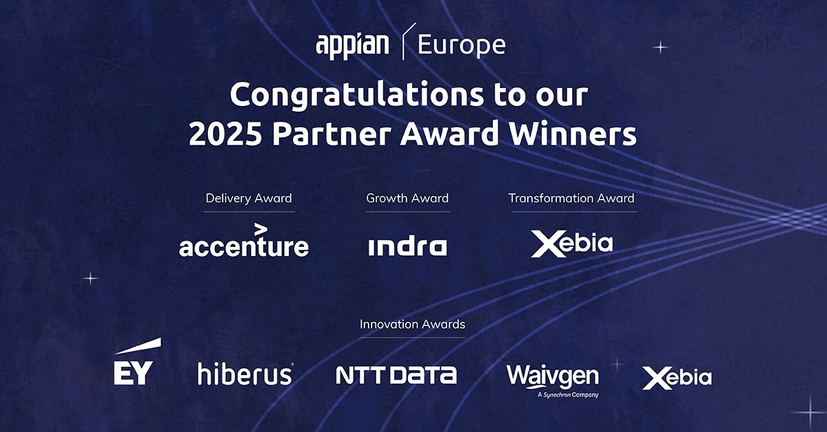 Appian Announces 2025 Partner Award Winners at Appian Europe