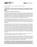 CANADIAN UTILITIES LIMITED ANNOUNCES PREFERRED SHARE ISSUE