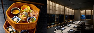 Left: Seasonal Japanese cuisine delicately crafted from the bounty nature across Japan / Right: Private dining room at Japanese Cuisine GINZA GAYU (PRNewsfoto/Kato Pleasure Group)