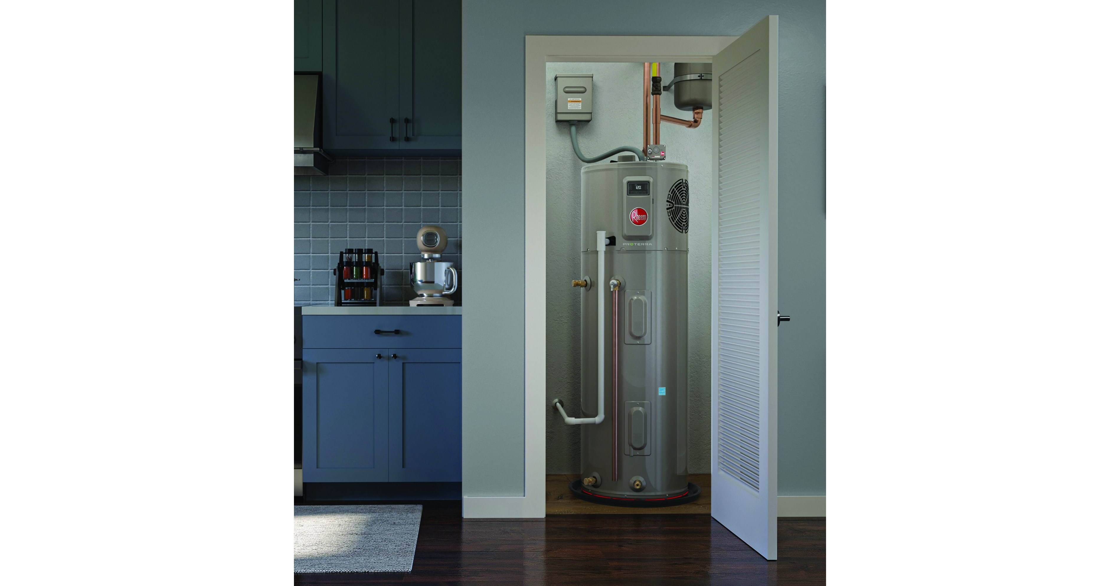 Rheem® ProTerra® Hybrid Electric Heat Pump Water Heater Selected as a Good  Housekeeping 2026 Home Reno Award Winner, image size:3795x1986