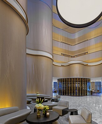 The skylit atrium of the Conrad Washington DC. Photo by Eric Laignel.