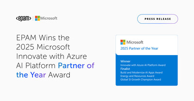 EPAM has won the Innovate with Azure AI Platform 2025 Microsoft Partner of the Year Award. EPAM has won the Innovate with Azure AI Platform 2025 Microsoft Partner of the Year Award.