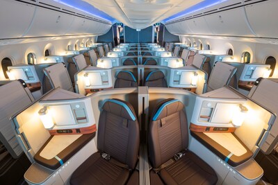 Business Class seating on our widebody 787-9 aircraft.