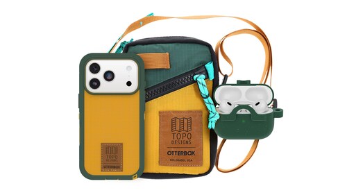 The limited-edition OtterBox and Topo Designs collection includes a Defender Series Pro XT phone case for iPhone 17 Pro and iPhone 17 Pro Max, an AirPods Pro case and a Mini Shoulder Bag.