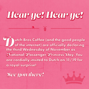 Dutch Bros® Officially Crowns National Passenger Princess Day