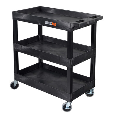 Luxor® Workspaces’ TUFFY™ Utility Carts feature durable, textured HDPE/PVC construction with swivel casters and angled handles, offering a lightweight yet incredibly strong design that is built to last.