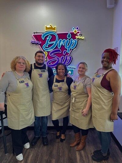 Melanie King, Owner of Drip 'n Sip Coffee & Tea, poses with her team at the September 29 soft opening. The shop located at 1146 Big Bethel Road, Hampton, Va., will host a grand opening celebration on Wednesdat, Nov. 19.