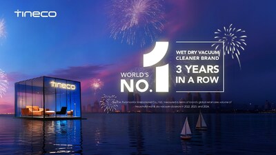 TINECO RECOGNIZED BY EUROMONITOR INTERNATIONAL AS WORLD'S NO.1 HOUSEHOLD WET &amp; DRY VACUUM CLEANER BRAND FOR THREE CONSECUTIVE YEARS