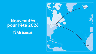 Nouveautés pour l'été 2026 : Montréal-Dakar et Montréal-Reykjavik (Groupe CNW/Transat A.T. Inc.)