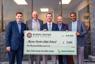 As part of the grand reopening festivities, the store team proudly presented a $5,000 donation to Byron Center High School, reinforcing the store’s ongoing investment in local education and youth development.