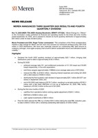 MEREN ANNOUNCES THIRD QUARTER 2025 RESULTS AND FOURTH QUARTERLY DIVIDEND