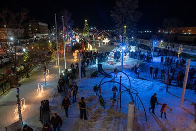 Mandan Holiday Lights on Main returns to downtown Mandan, North Dakota, lighting up Dykshoorn Park with larger-than-life, interactive displays nightly from November 28, 2025 - January 1, 2026. Credit: North Dakota Tourism