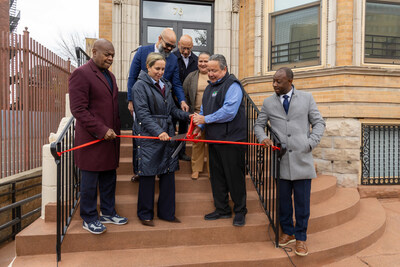Attendees, including Newark Mayor Ras Baraka, gather for the ribbon cutting of El Barrio Wellness, operated by Newark nonprofit La Casa de Don Pedro, on Nov. 13, 2025.