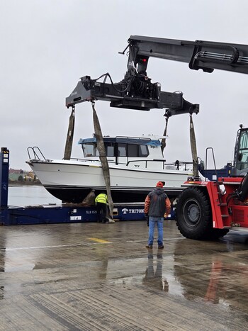 Targa 27.2 Being Offloaded in Portland Maine