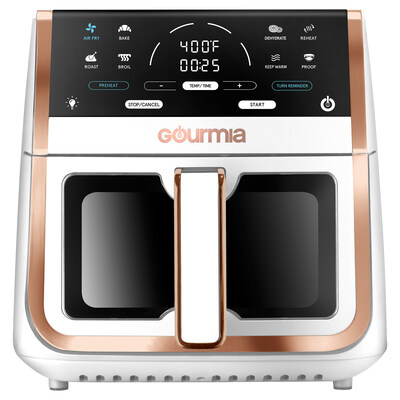 New Gourmia 8-Quart Digital Air Fryer offers 8 one-touch modes, a clear digital display, plus preheat and turn reminders for perfectly crisp, evenly cooked results.