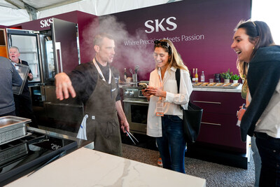 SKS Executive Chef Nick Ritchie demonstrates the brand’s flagship 48-inch pro range with multiple cooking modalities including sous vide, induction, gas and steam to attendees at the FOOD & WINE Classic in Charleston.
