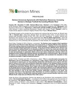 Denison Announces Agreements with Skyharbour Resources, Increasing Denison’s Strategic Foothold Surrounding Wheeler River (CNW Group/Denison Mines Corp.)