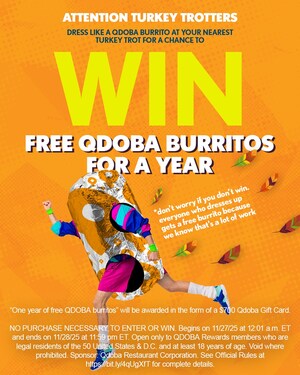 QDOBA Launches QDOBA Turkey Trot Challenge: Free Burritos for Thanksgiving Day Turkey Trot Participants Nationwide
