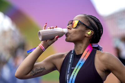 Runners refuel with chocolate milk after Every Woman's Marathon
Photo credit: Donald Miralle