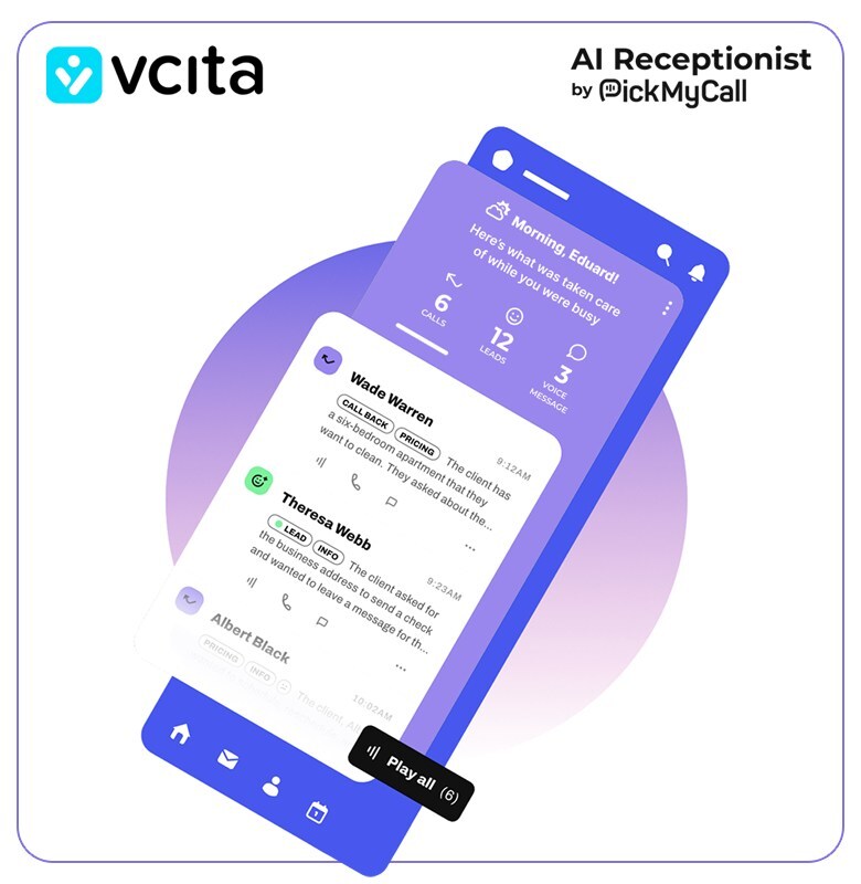 vcita, in partnership with PickMyCall, launches an AI voice receptionist that helps SMBs capture every opportunity