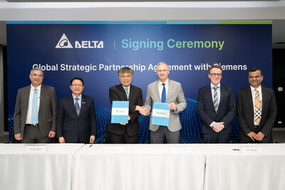 From left to right: • DALIP SHARMA, President and General Manager, Delta Electronics EMEA • VICTOR CHENG, CEO, Delta Electronics (Thailand) • JIMMY YIIN, Executive Vice President of Global Business Operations, Delta Electronics • STEPHAN MAY, CEO of Electrification & Automation, Smart Infrastructure Siemens • UWE GERBER, CFO of Electrification & Automation, Smart Infrastructure Siemens • ADVAIT SUKHTANKAR, Vice President of Electrification & Automation, Smart Infrastructure Siemens From left to right: • DALIP SHARMA, President and General Manager, Delta Electronics EMEA • VICTOR CHENG, CEO, Delta Electronics (Thailand) • JIMMY YIIN, Executive Vice President of Global Business Operations, Delta Electronics • STEPHAN MAY, CEO of Electrification & Automation, Smart Infrastructure Siemens • UWE GERBER, CFO of Electrification & Automation, Smart Infrastructure Siemens • ADVAIT SUKHTANKAR, Vice President of Electrification & Automation, Smart Infrastructure Siemens