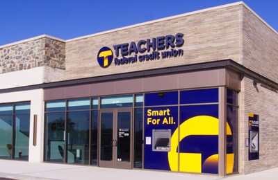 The exterior of the newly opened Teachers Federal Credit Union full-service branch at The Shops at SunVet in Holbrook, New York.