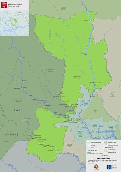 Carte des terres indigènes de Kaxuyana-Tunayana. (PRNewsfoto/Nia Tero)