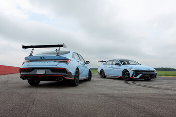 Hyundai Elantra N TCR Edition pre-production Canadian market model depicted.