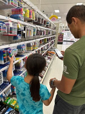 Family shopping for school supplies in-store using the TeacherLists online tool