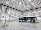 An electric bus undergoes EMC testing inside KATECH’s full-scale anechoic chamber.